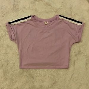 Garage Lavender Crop T-Shirt with Shoulder Stripes Size M